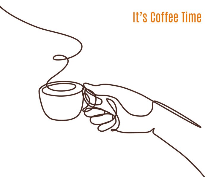 Sticker Hand met een kopje koffie afbeelding