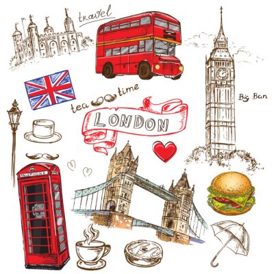 Sticker hand tekening Londen