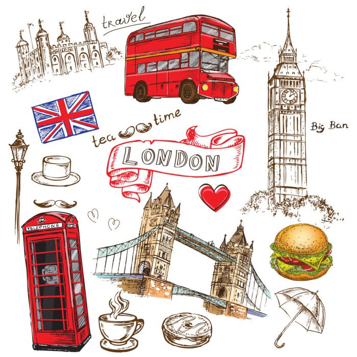 Sticker hand tekening Londen