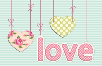 Sticker Harten en letters in shabby chic stijl