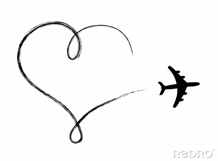Sticker Hartvormige pictogram in de lucht, gemaakt met het vliegtuig
