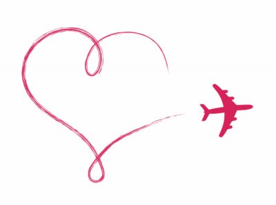 Sticker Hartvormige pictogram in de lucht, gemaakt met het vliegtuig