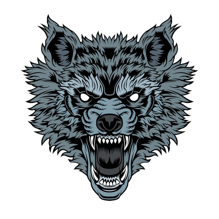 Sticker Head of a growling wolf.