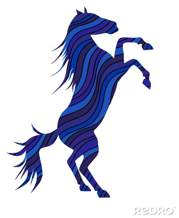 Sticker Heldere kleur silhouet van een paard - een symbool van 2014