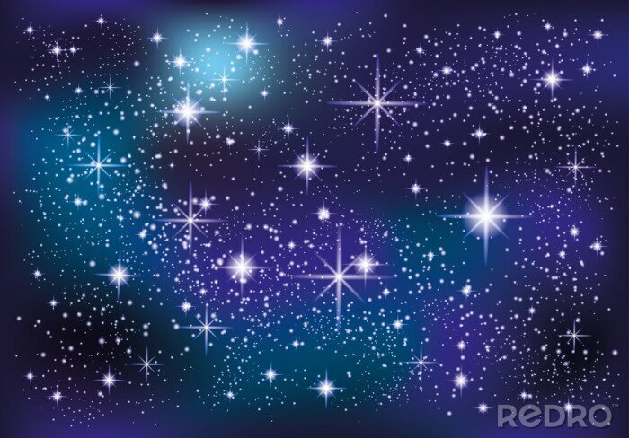 Sticker Heldere sterren op een achtergrond van een paarse lucht