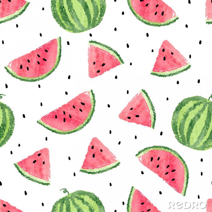 Sticker Helften en kwarten van watermeloenen