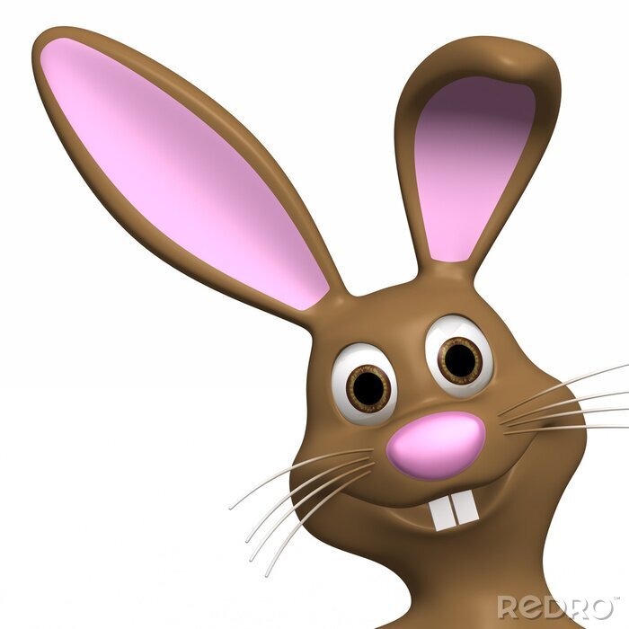 Sticker Het hoofd van een lachend konijn met een roze neus