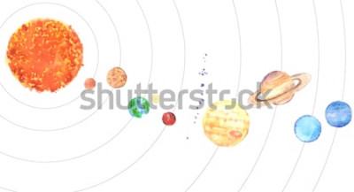 Sticker Het kleurrijke zonnestelsel van de ruimte voor kinderen