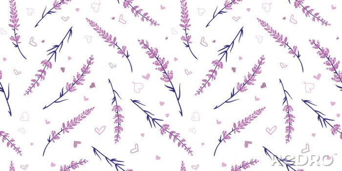 Sticker Het lichtpaarse ontwerp van het lavendel herhaal patroon. Geweldig voor de lente moderne stof, behang, achtergronden, uitnodigingen, verpakking ontwerpprojecten. Ontwerp van het oppervlaktepatroon.