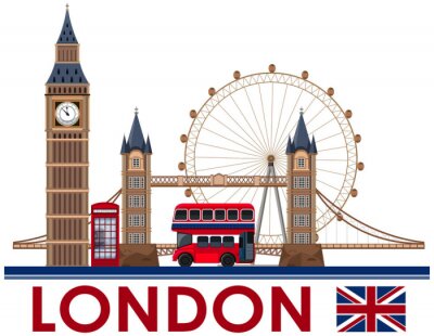 Sticker Het Oriëntatiepunt van Londen op Witte Achtergrond