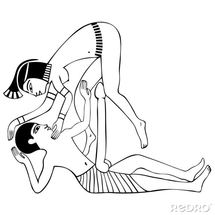 Sticker het oude Egypte - erotische tekening - vector