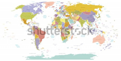 Sticker High Detail World map.All elements are separated in editable layers clearly labeled. Vector