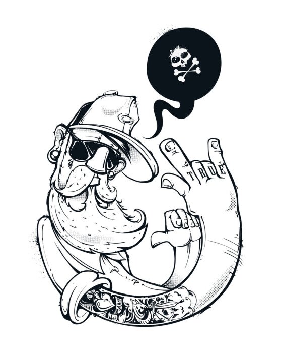 Sticker Hipster op graffiti