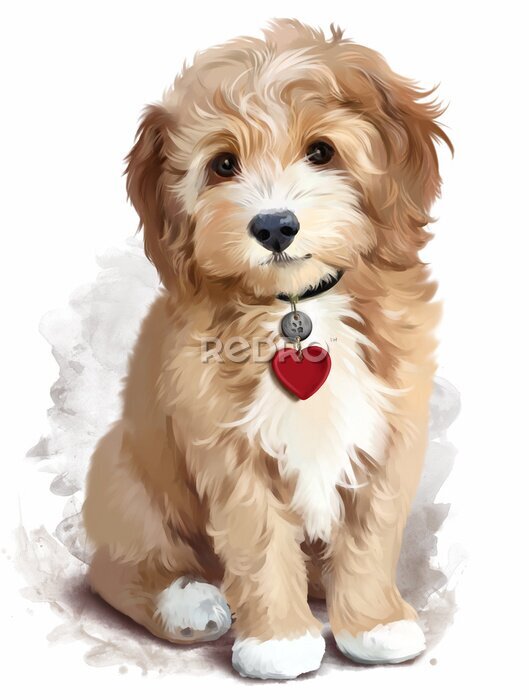 Sticker Hond met een halsband met een hart