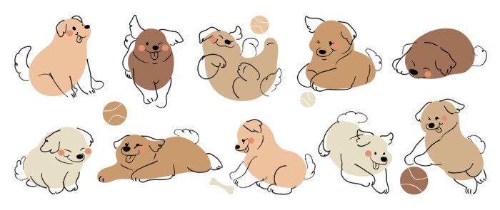 Sticker Honden die met een bal spelen