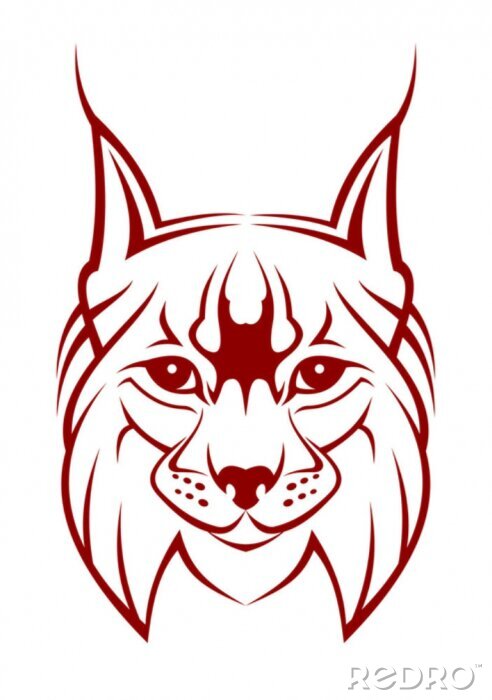 Sticker Hoofd van de lynx als een mascotte op wit wordt geïsoleerd
