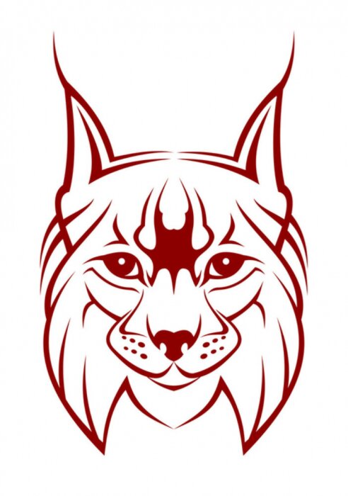 Sticker Hoofd van de lynx als een mascotte op wit wordt geïsoleerd