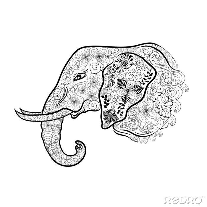Sticker Hoofd van de olifant doodle