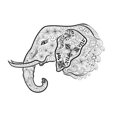 Sticker Hoofd van de olifant doodle