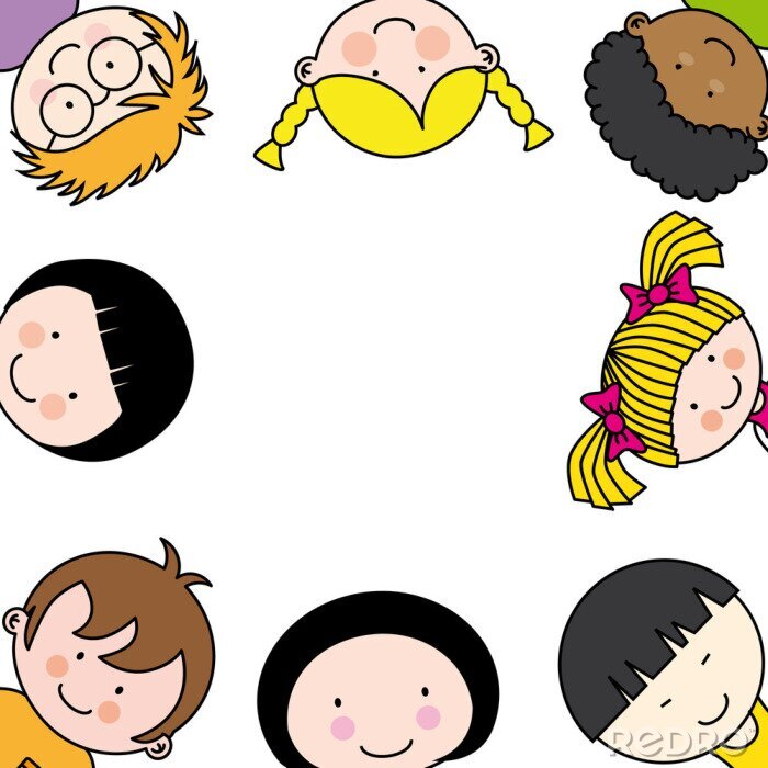 Sticker Hoofden van lachende kinderen