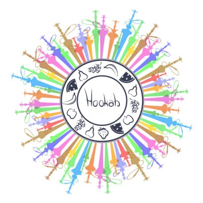 Sticker Hookah with fruit vector