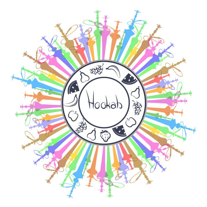 Sticker Hookah with fruit vector