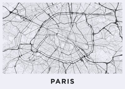 Horizontale kaart van het centrum van Parijs