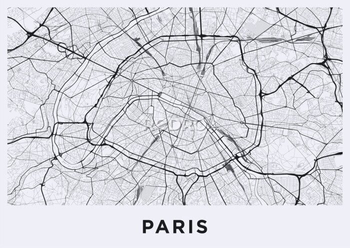Sticker Horizontale kaart van het centrum van Parijs