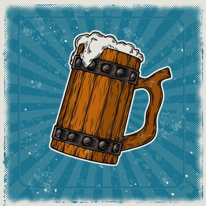 Sticker Houten pul bier