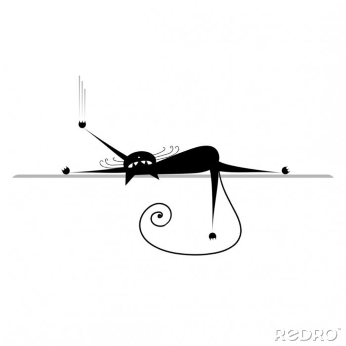 Sticker Huisdier uitgerekte kat