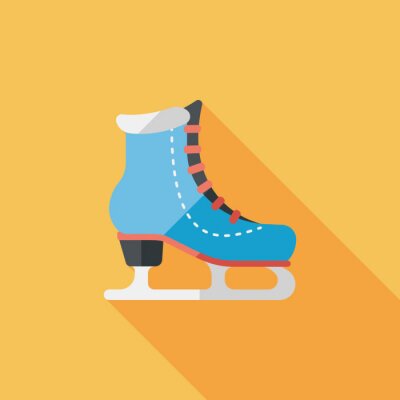 Sticker ice skate flat icon with long shadow,eps10