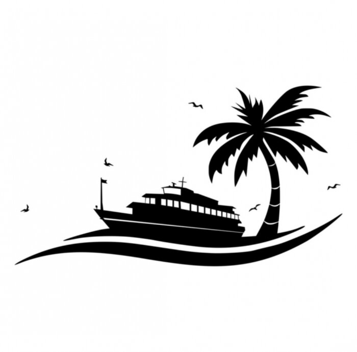 Sticker icon schip Palme