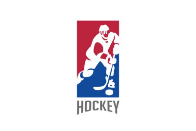 Sticker IJshockey speler silhouet Logo vector. Sport icon