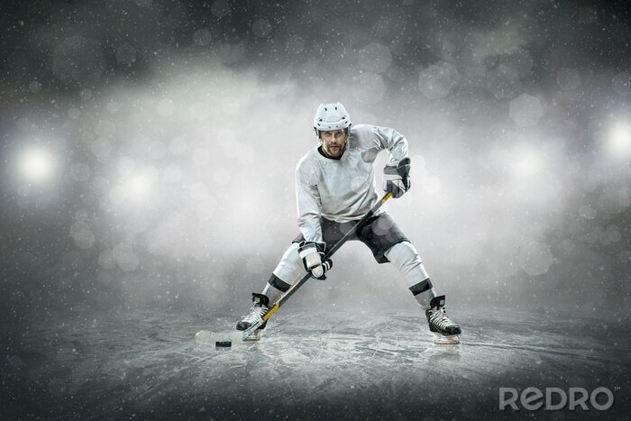 Sticker Ijshockeyspeler op het ijs, in openlucht