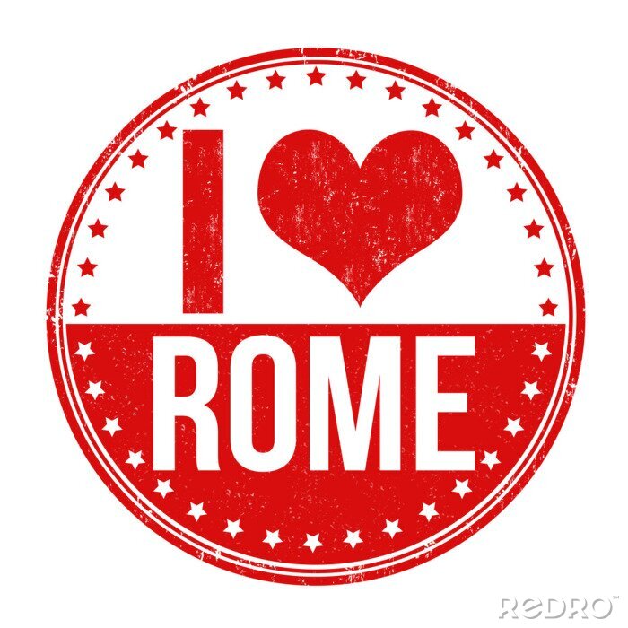 Sticker Ik hou van Rome stempel
