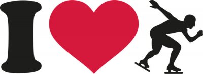 Sticker Ik hou van schaatser
