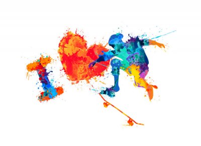 Sticker Ik hou van skateboarden. Vector