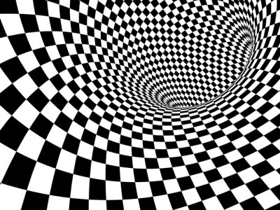 Sticker Illusie van zwart-wit geblokt patroon