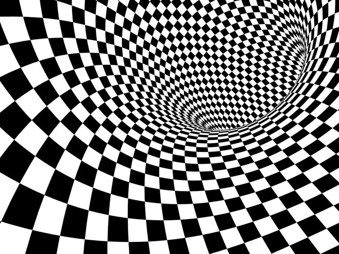 Sticker Illusie van zwart-wit geblokt patroon