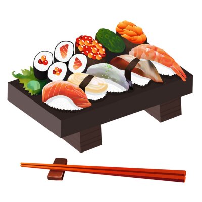 Sticker Illustratie Eten: Japans voedsel Illustration