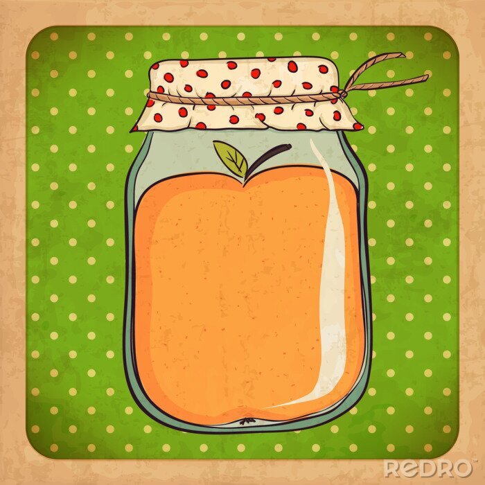 Sticker Illustratie van een grote perzik in een pot