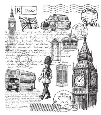 Behang illustratie van Groot-Brittannië