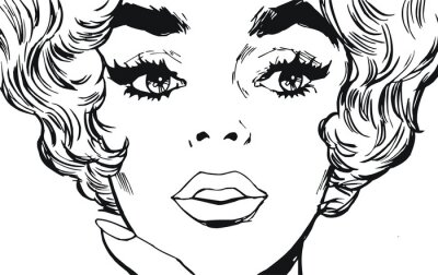 Sticker Illustratie van het gezicht van een vrouw