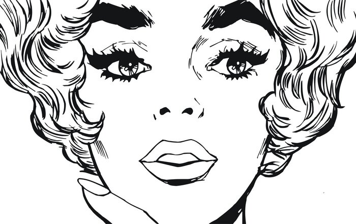 Sticker Illustratie van het gezicht van een vrouw