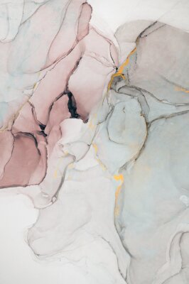 Sticker Inkt, verf, abstract. Close-up van het schilderij. Kleurrijke abstracte schilderkunst achtergrond. Sterk getextureerde olieverf. Details van hoge kwaliteit. Alcohol inkt moderne abstracte schilderkuns