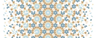 Sticker Islamic mosaic vector seamless pattern. Geometric halftone texture with color tile disintegration or breaking