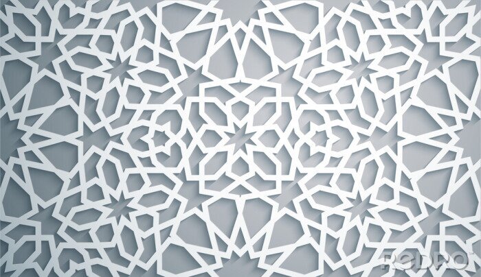 Sticker Islamitische ornamentvector, Perzische motiff. Witte achtergrond . Lichte 3d ramadan islamitische ronde patroonelementen. Geometrische cirkel sier sier Arabisch symbool vector. Witte achtergrond .