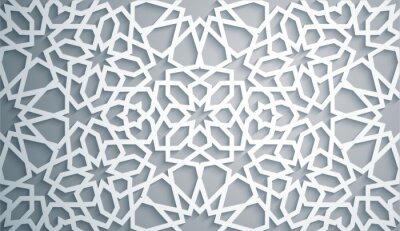 Sticker Islamitische ornamentvector, Perzische motiff. Witte achtergrond . Lichte 3d ramadan islamitische ronde patroonelementen. Geometrische cirkel sier sier Arabisch symbool vector. Witte achtergrond .