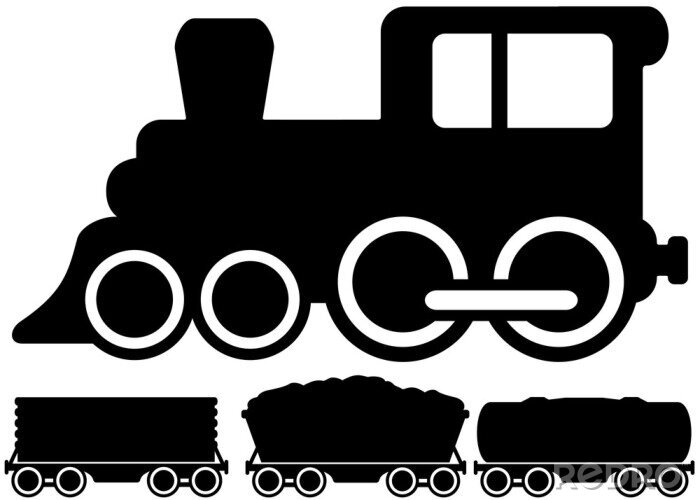 Sticker isolated locomotive train and car