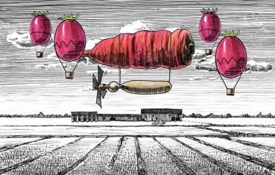 Sticker Italiaans eten met landschap